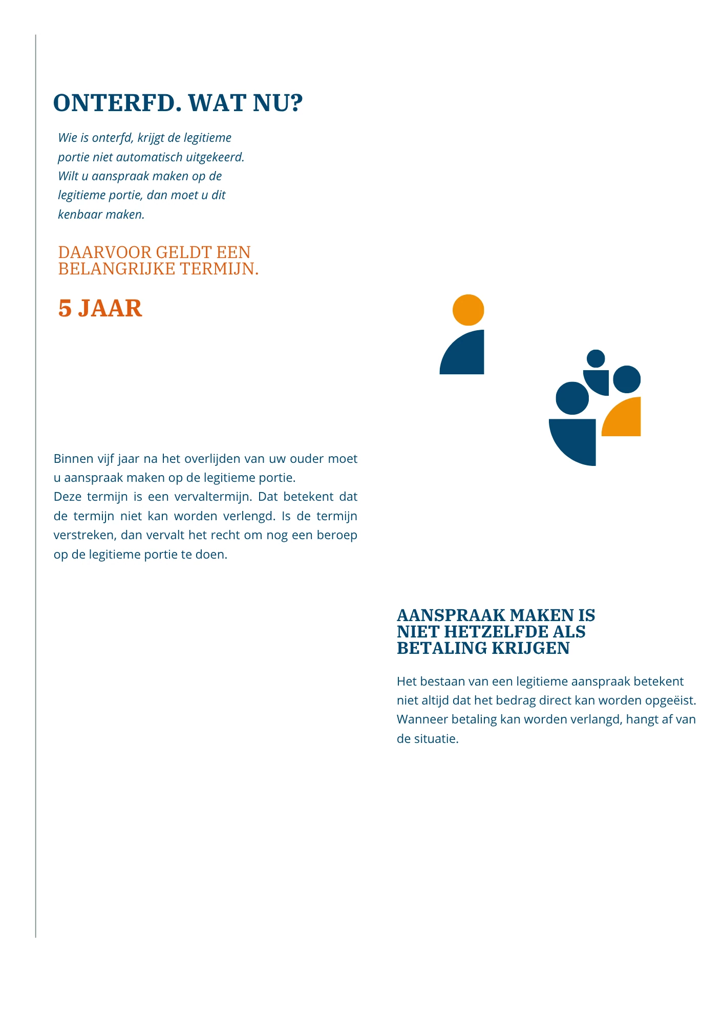 Pagina over onterving en de termijn van vijf jaar om aanspraak te maken op de legitieme portie